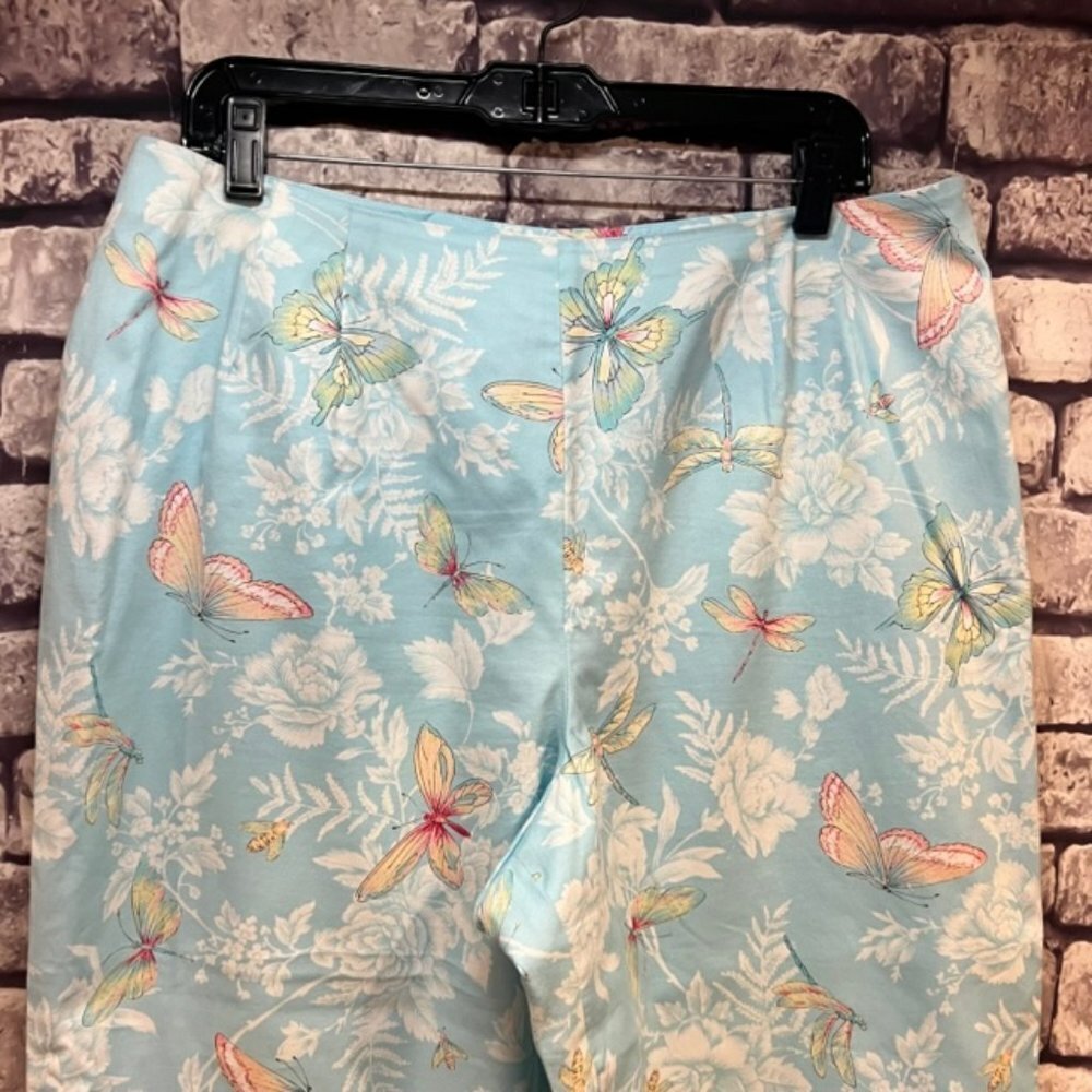 Talbots Blue, White & Yellow Crop Pants Size 16 Petite - Picture 2 of 9